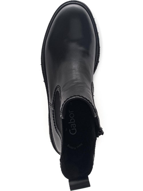 Bottines chelsea  en cuir lisse - Kiabi