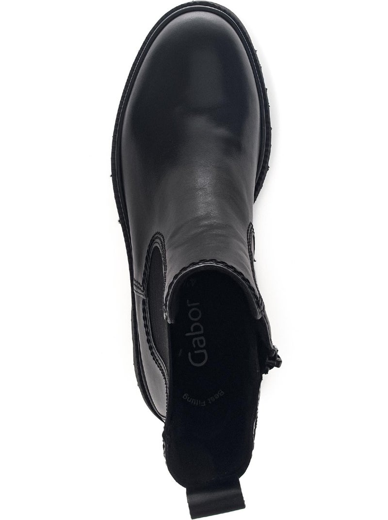Bottines chelsea  en cuir lisse Noir Noir - Kiabi