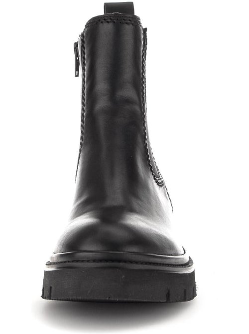 Bottines chelsea  en cuir lisse - Kiabi