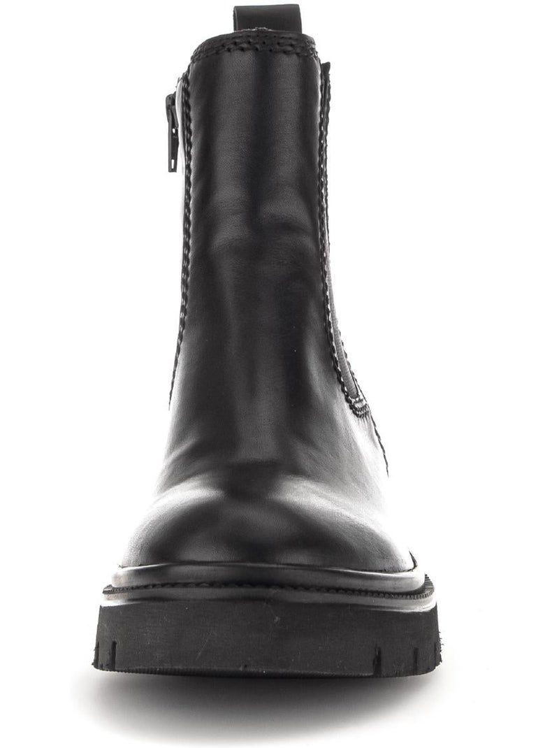 Bottines chelsea  en cuir lisse Noir Noir - Kiabi