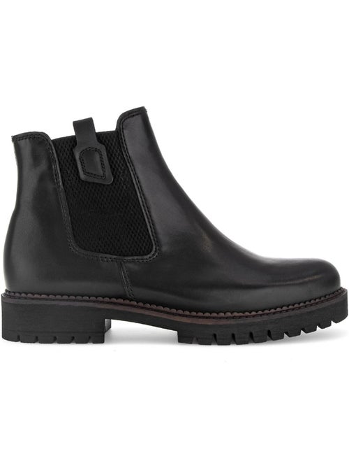Bottines chelsea  en cuir lisse - Kiabi