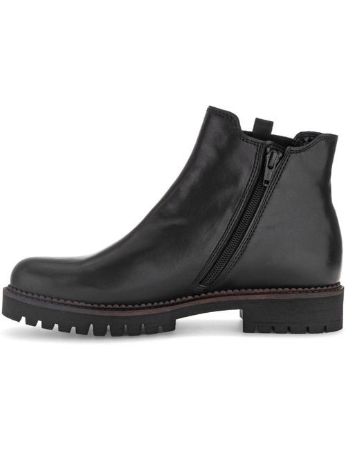 Bottines chelsea  en cuir lisse - Kiabi