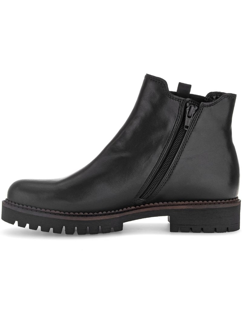 Bottines chelsea  en cuir lisse Noir Noir - Kiabi