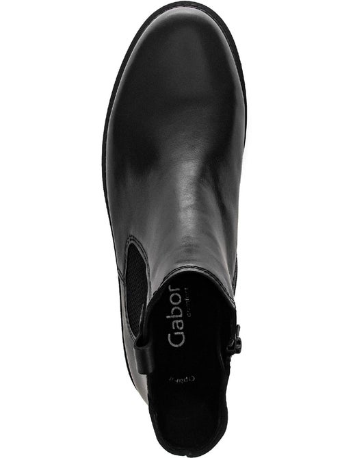 Bottines chelsea  en cuir lisse - Kiabi