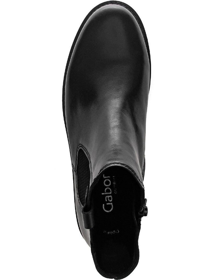 Bottines chelsea  en cuir lisse Noir Noir - Kiabi