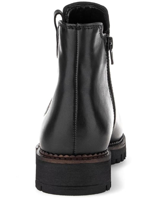 Bottines chelsea  en cuir lisse - Kiabi