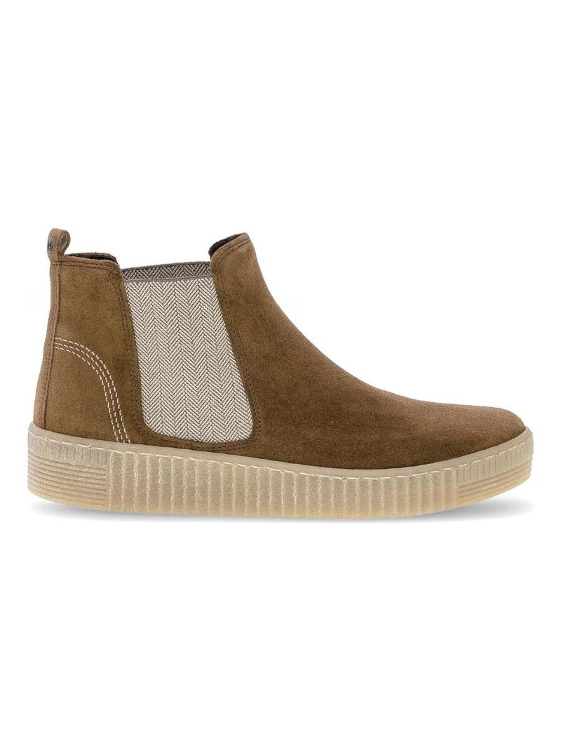 Bottines chelsea  en cuir Marron clair - Kiabi
