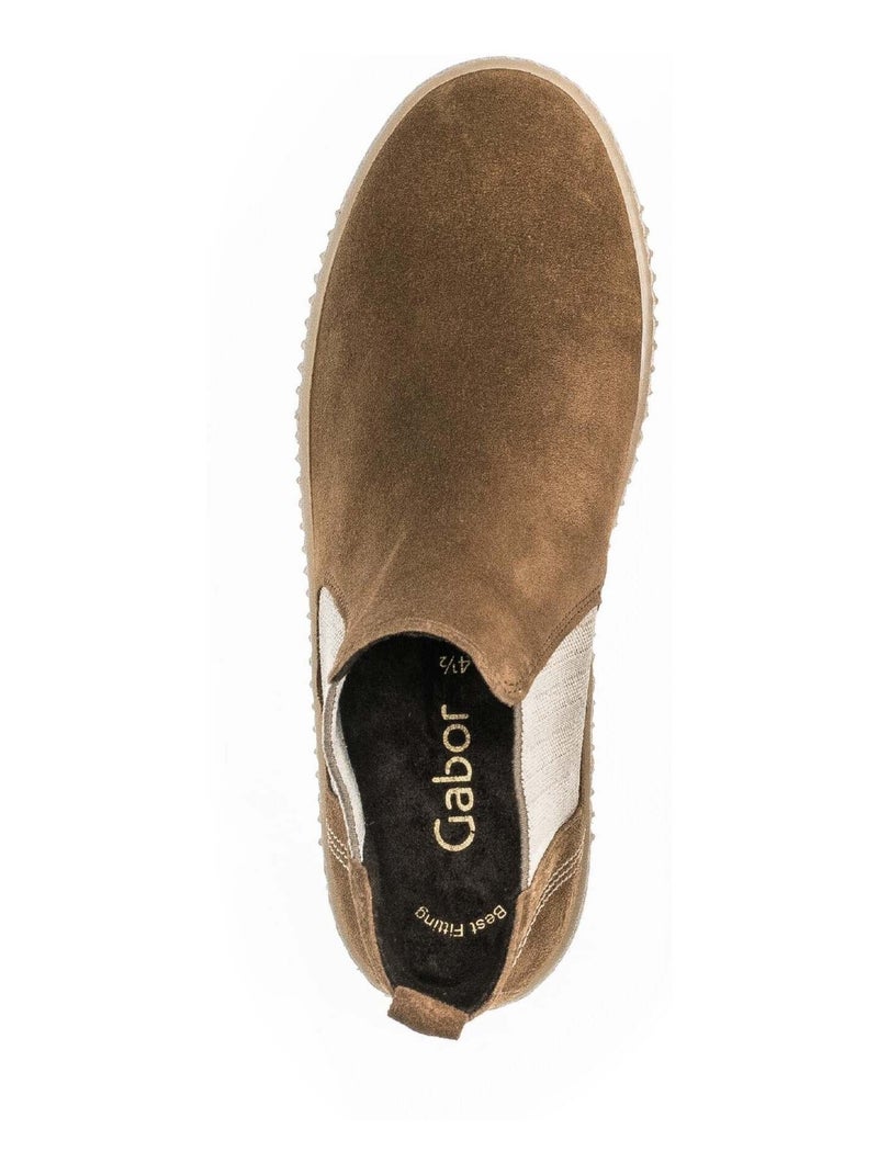 Bottines chelsea  en cuir Marron clair - Kiabi