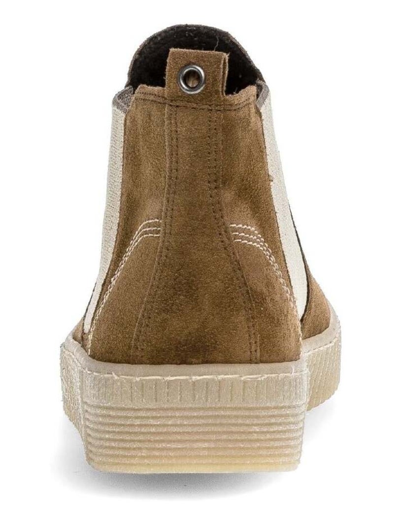 Bottines chelsea  en cuir Marron clair - Kiabi