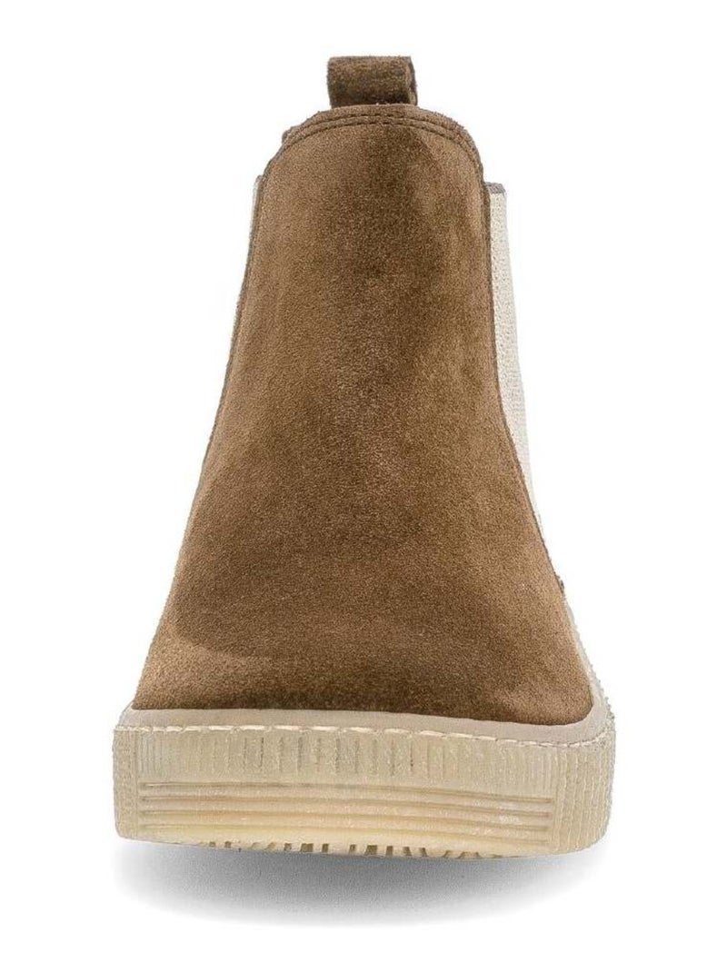 Bottines chelsea  en cuir Marron clair - Kiabi