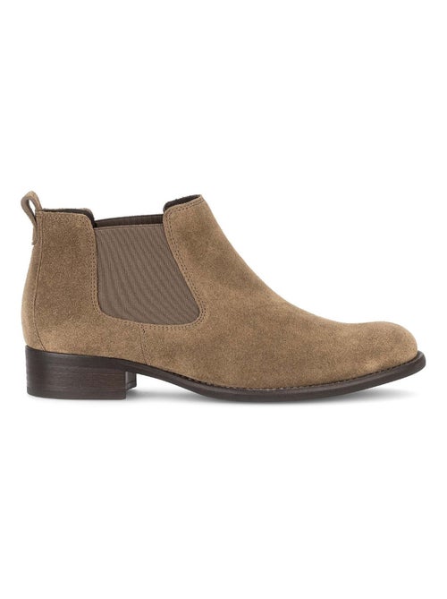 Bottines chelsea  en cuir - Kiabi