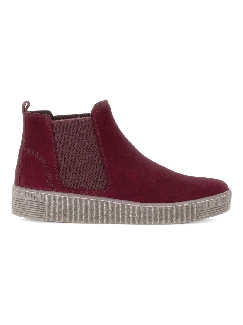 Bottines chelsea  en cuir Rouge - Kiabi