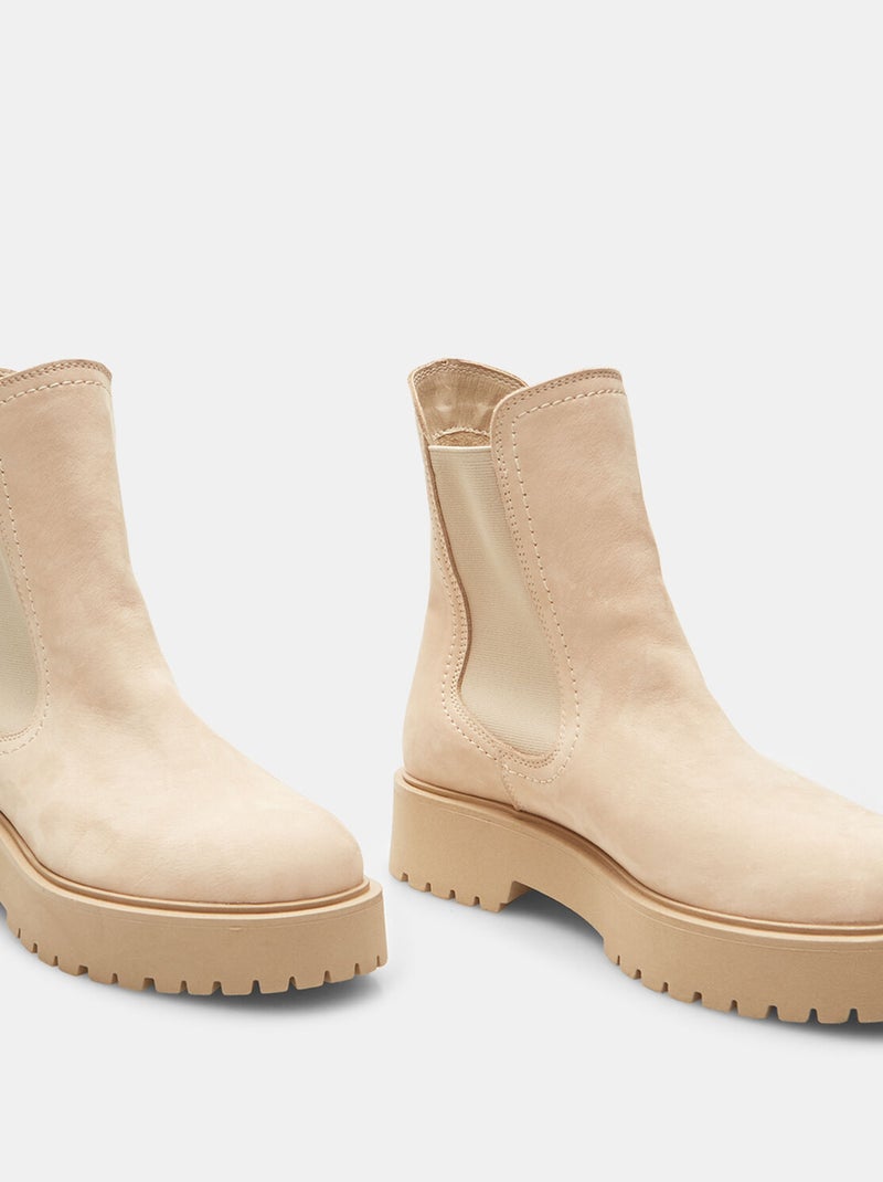 Bottines chelsea en cuir velours BATA Beige - Kiabi