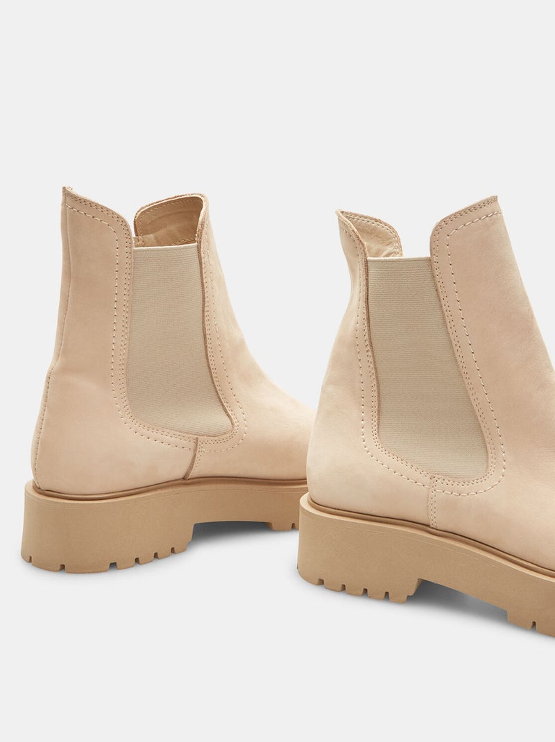 Bottines chelsea en cuir velours BATA Beige - Kiabi