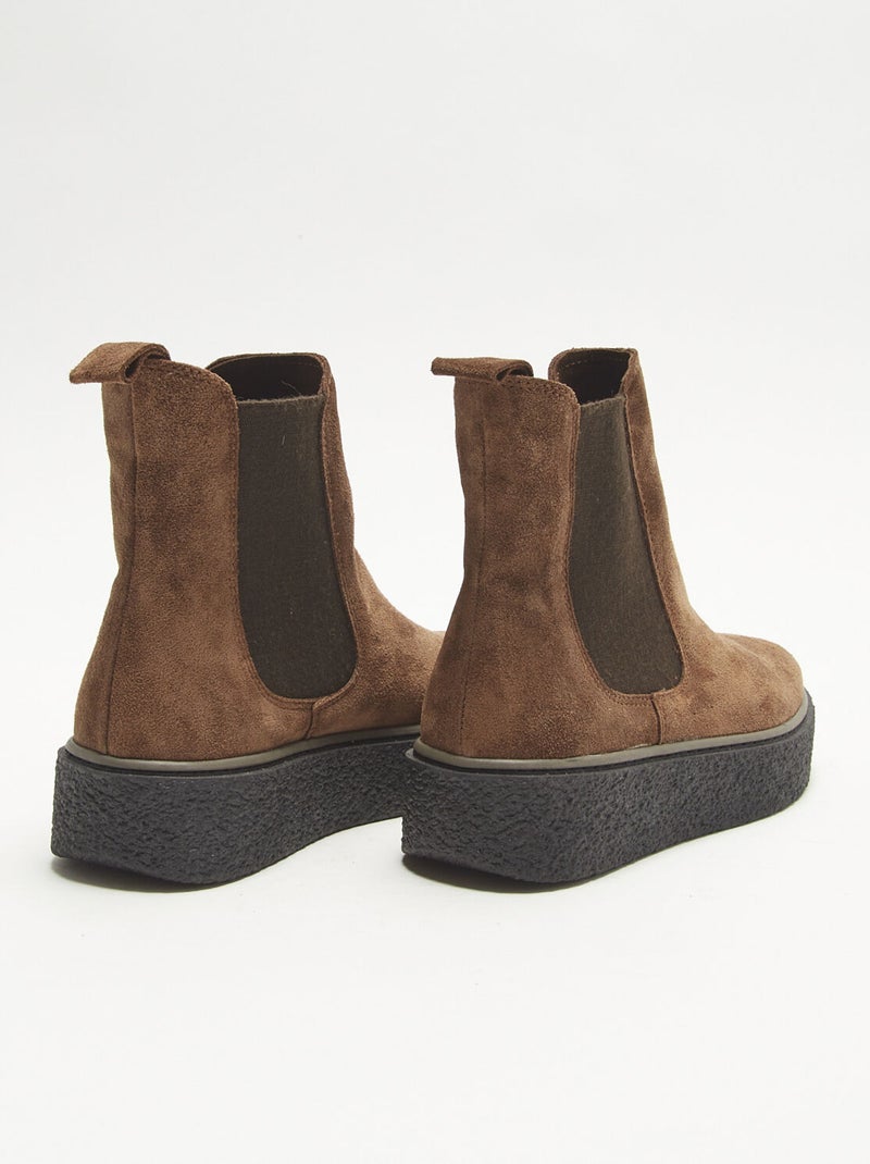 Bottines Chelsea en cuir velours BATA Marron - Kiabi
