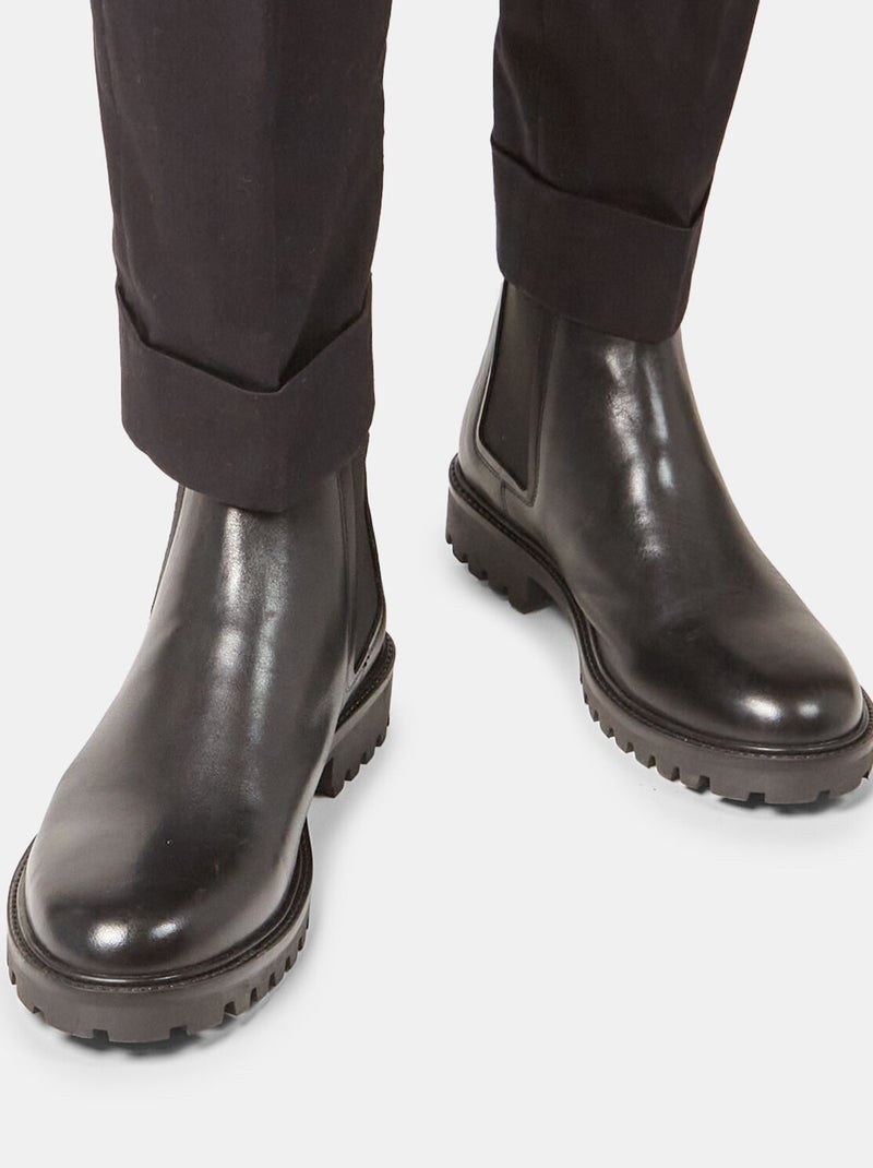 Bottines Chelsea en cuir véritable BATA Noir - Kiabi