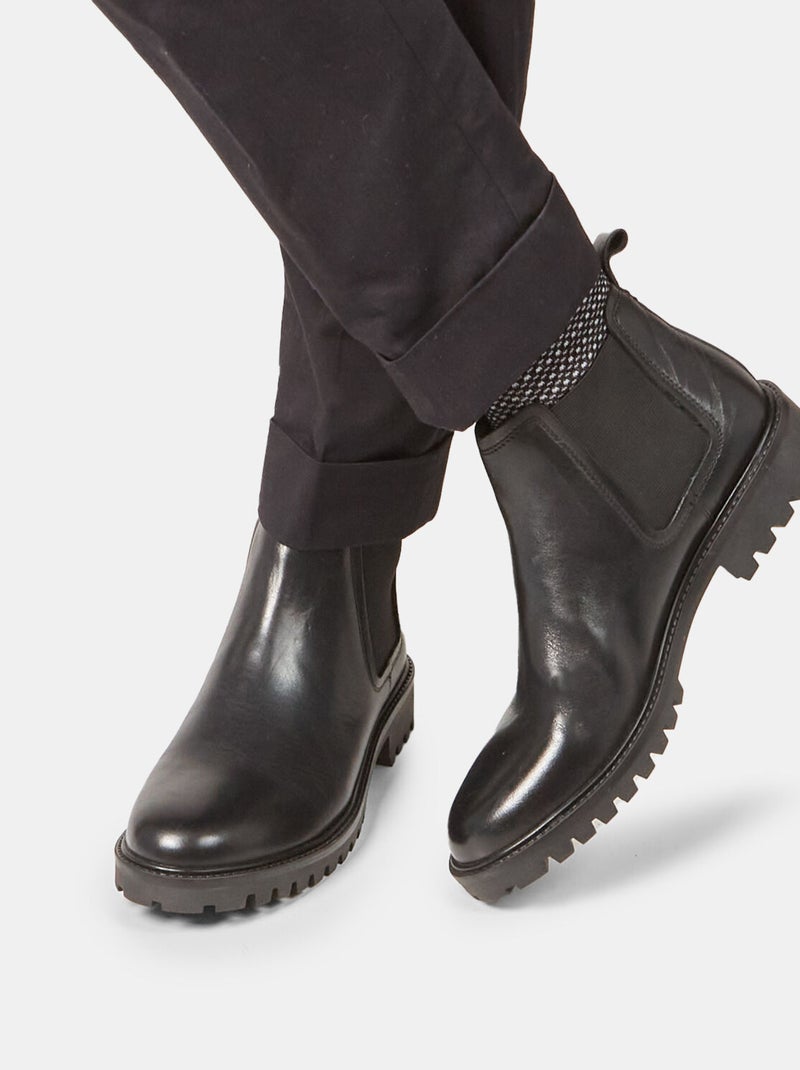 Bottines Chelsea en cuir véritable BATA Noir - Kiabi