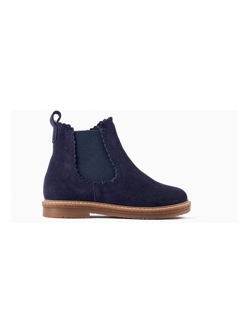 Bottines Chelsea en daim pour bébé fille   ROYALS OFF DUTY Bleu foncé - Kiabi