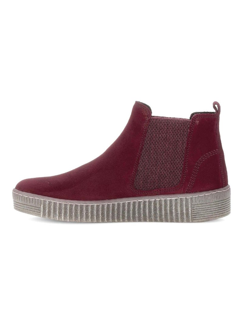 Bottines chelsea  en Nubuck Rouge - Kiabi