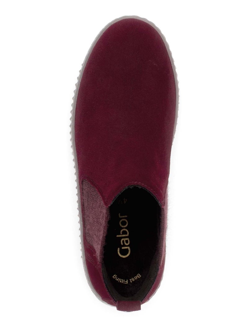 Bottines chelsea  en Nubuck Rouge - Kiabi