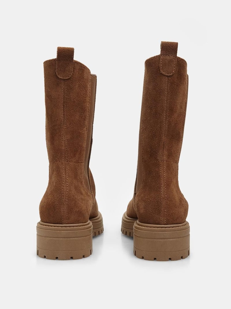 Bottines Chelsea en suède Bronze - Kiabi