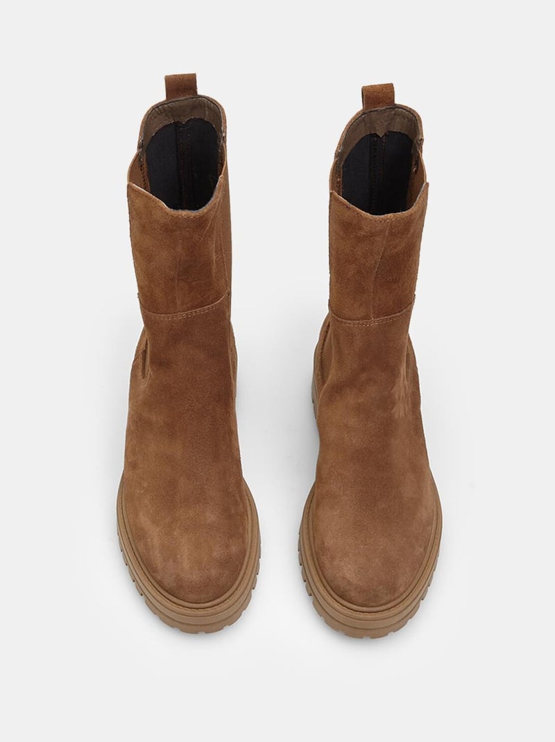 Bottines Chelsea en suède Bronze - Kiabi