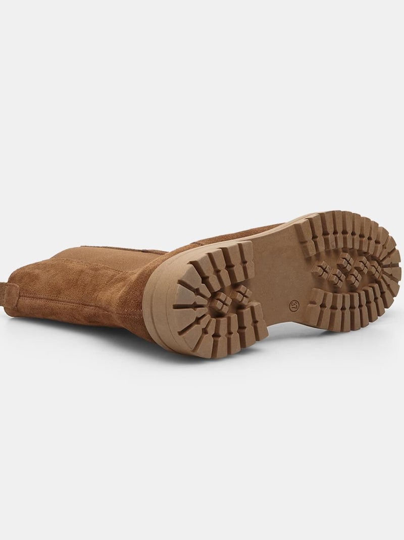 Bottines Chelsea en suède Bronze - Kiabi