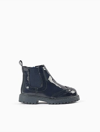 Bottines chelsea vernies avec détails brogue