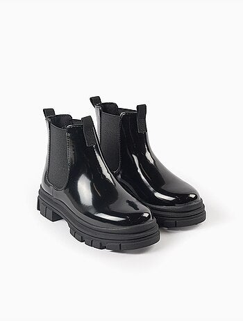 Bottines chelsea vernies avec semelle antidérapante