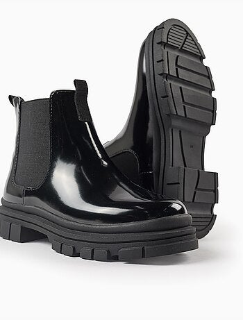 Bottines chelsea vernies avec semelle antidérapante