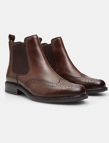 Bottines Cheville en cuir avec brogue BATA