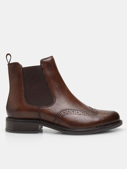 Bottines Cheville en cuir avec brogue BATA - Kiabi
