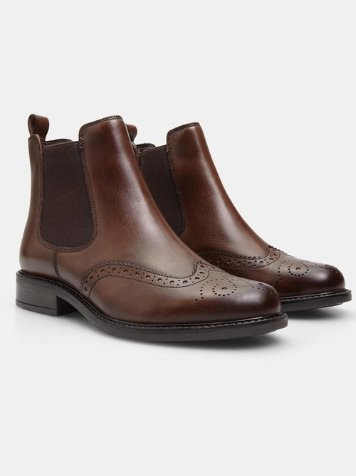 Bottines Cheville en cuir avec brogue BATA - Kiabi