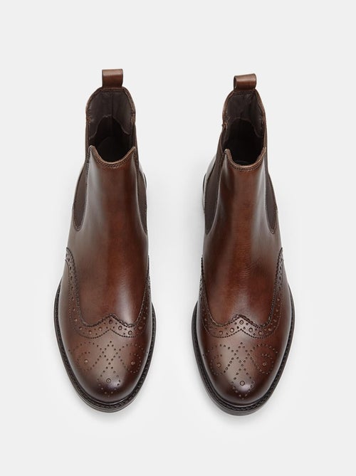 Bottines Cheville en cuir avec brogue BATA - Kiabi
