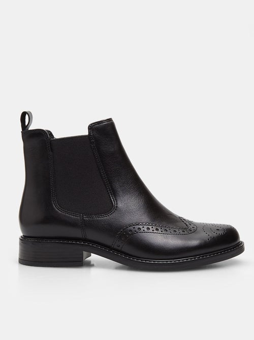 Bottines Cheville en cuir avec brogue BATA - Kiabi