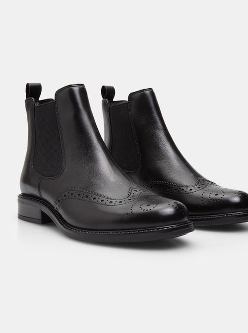 Bottines Cheville en cuir avec brogue BATA - Kiabi