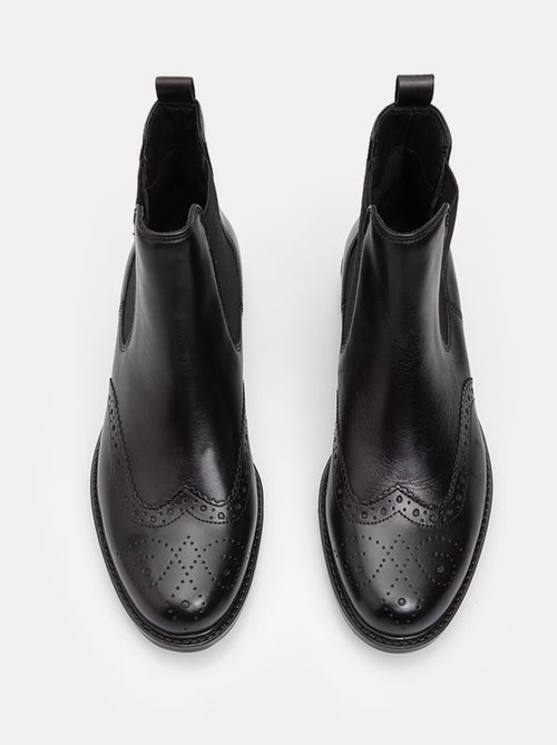 Bottines Cheville en cuir avec brogue BATA - Kiabi