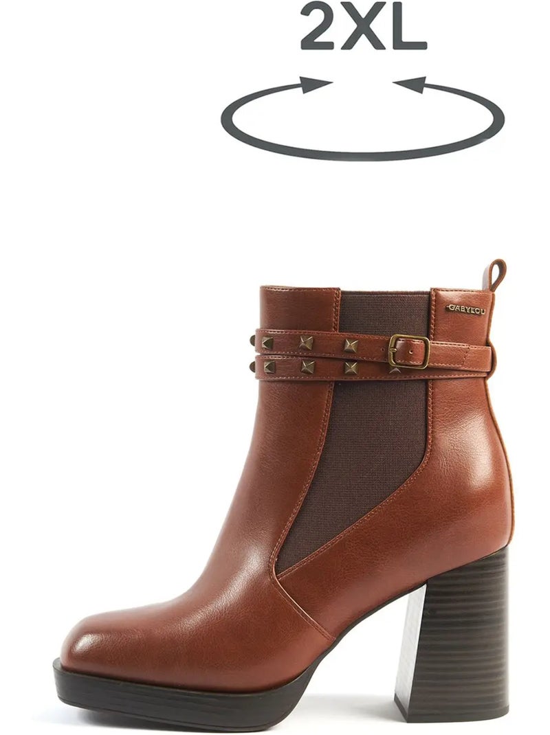 Bottines chevilles & pieds larges 2XL - Modèle Kim Marron - Kiabi