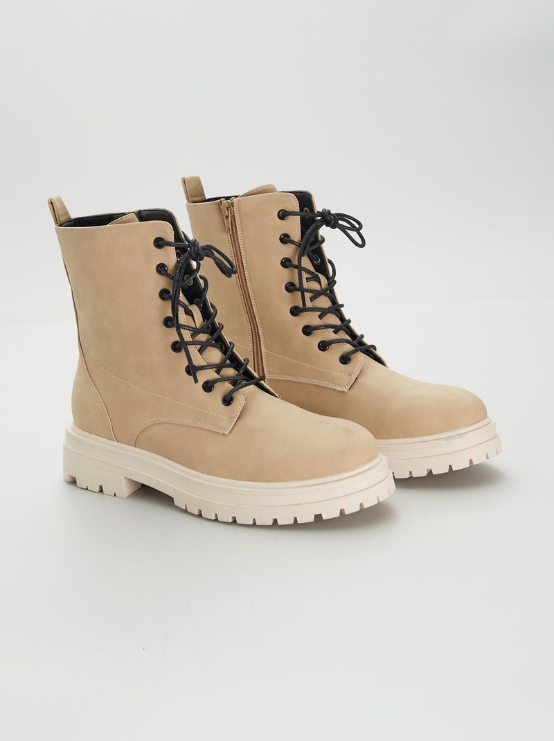 Bottines claires tiges hautes Beige - Kiabi