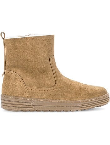 Bottines Cognac en cuir velours - doublure intérieure chaude