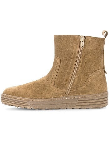 Bottines Cognac en cuir velours - doublure intérieure chaude