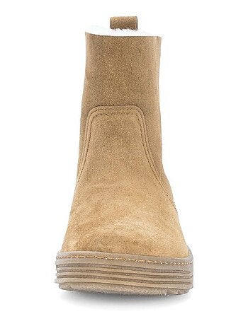 Bottines Cognac en cuir velours - doublure intérieure chaude