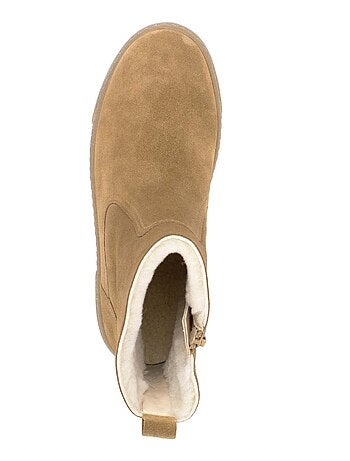 Bottines Cognac en cuir velours - doublure intérieure chaude
