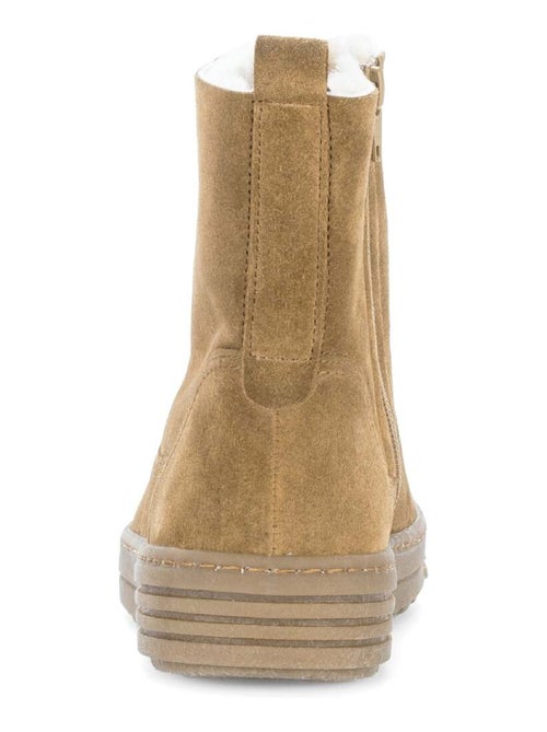 Bottines Cognac en cuir velours - Kiabi