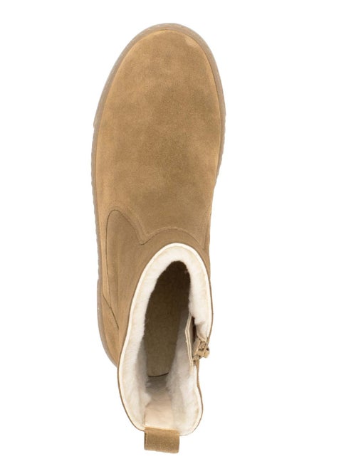 Bottines Cognac en cuir velours - Kiabi