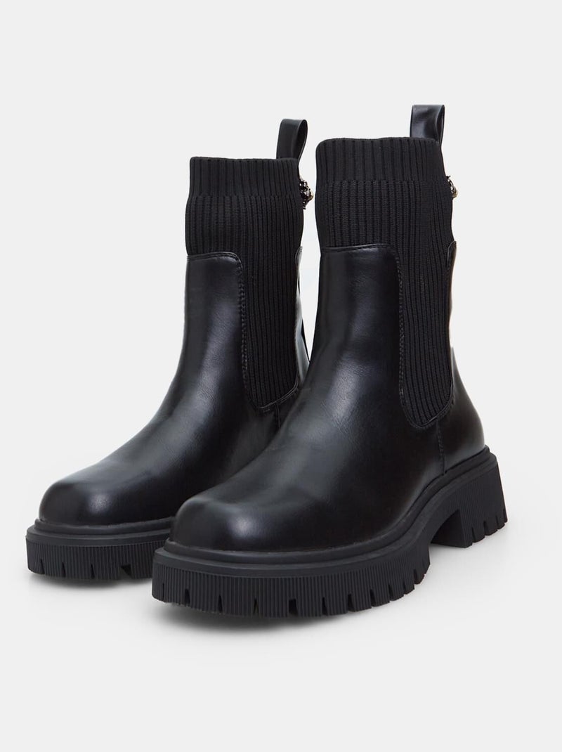 Bottines combat boots BATA Noir - Kiabi