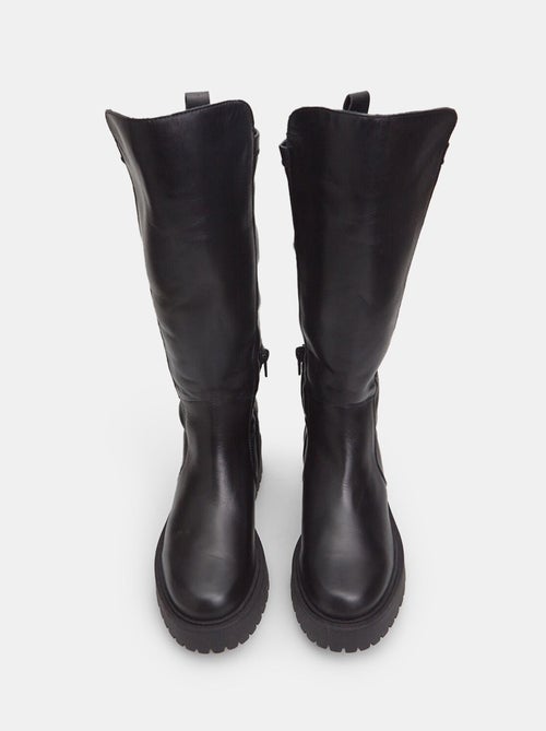 Bottines combat boots en cuir BATA - Kiabi