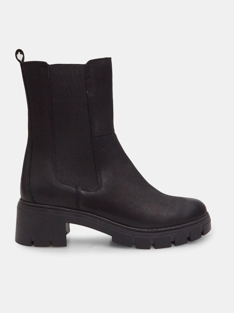 Bottines combat boots en cuir BATA Noir - Kiabi