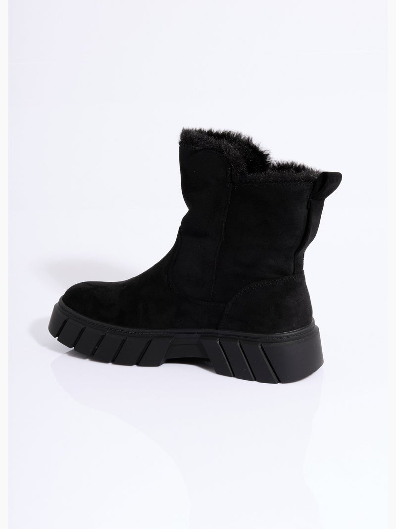 Bottines compensées chaudes en suédine - AFIBEL Noir - Kiabi