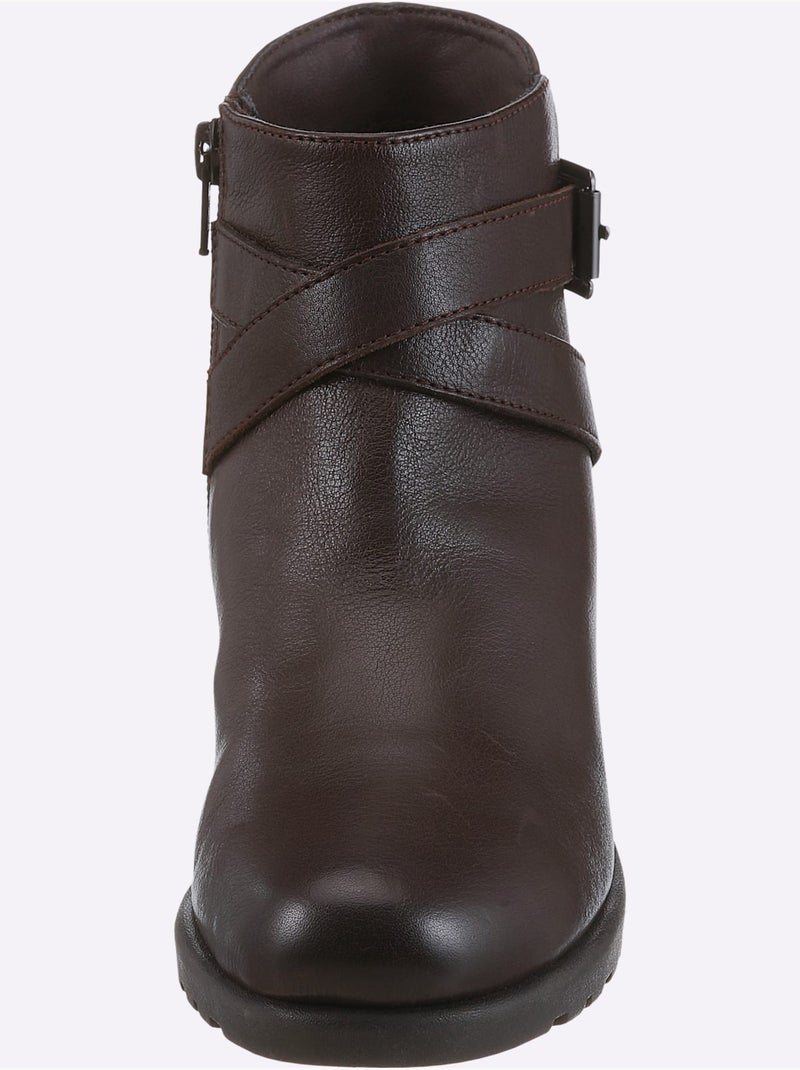 Bottines compensées cuir nappa de vache - taille standard - helline Marron - Kiabi